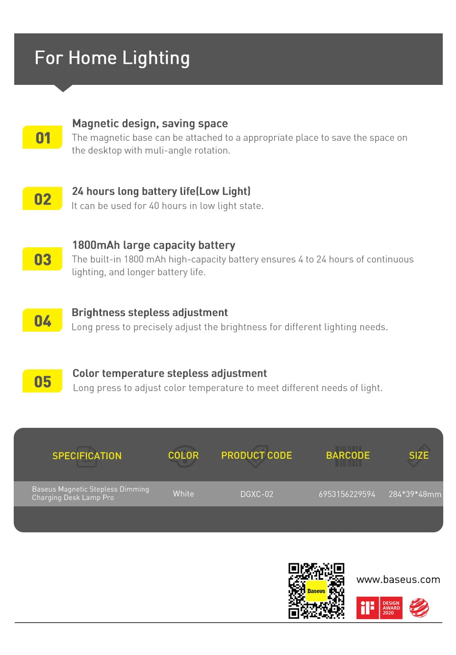 Chargeable MAGNETIC READING LED LAMP